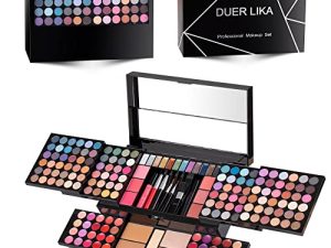 DUER LIKA Professional Makeup Kit for Women with Mirror 120 Colors Cosmetic Makeup Gift Set Combination with Eyeshadow Facial Blusher Eyebrow Powder Face Concealer Powder Eyeliner Pencil MU28