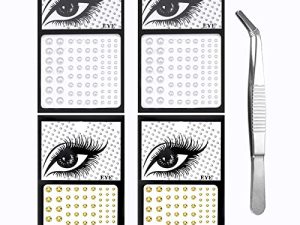 4 Sheets Face Jewels Eye Gems Rhinestone Body Stickers Self -Adhesive Makeup Jewels Acrylic Crystal Glitter Stickers Body Jewels Rave Festival Accessories For Women and Girls