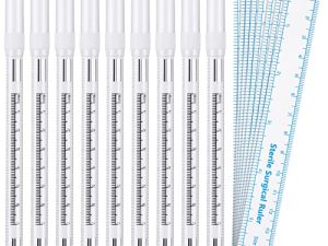 8 Pieces Microblading Marker Pen with Paper Ruler Skin Marker Eyebrow Permanent Makeup Position Mark Tools Markers Pen for Eyebrow Lips Skin