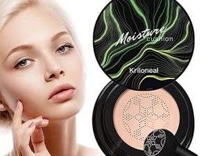Kriloneal CC Cream Foundation Mushroom Head Air Cushion CC Cream Moisturizing Concealer Waterproof Oil Control Long-Lasting Nude Makeup with Mushroom Makeup Sponge (Natural)