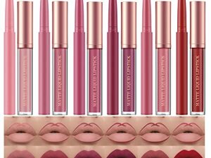 BestLand 12Pcs Matte Liquid Lipstick + Lip Liner Pens Set