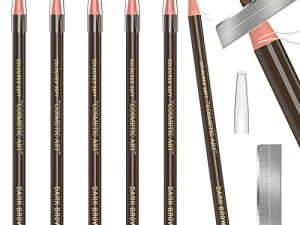 6 Piece Dark Brown Waterproof Eyebrows Pencil Tattoo Makeup And Microblading Supplies Kit-Permanent Eye Brow Liners In 5 Colors Waterproof Eyebrow Pencils Peel - Brow Pencil Set For Marking(Dark Brown)