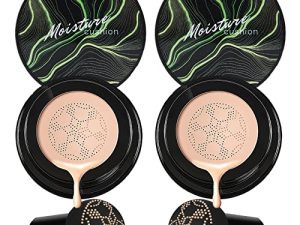 CAHIUYOA 2PCS Mushroom Head Air Cushion CC Cream BB Cream Mushroom Head Foundation Full Coverage Foundation Makeup Long Lasting Moisturize Matte Concealer - Natural