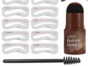 13 in 1 Eyebrow Stamp Shaping Kit The Brow Definer Powder Stamp Makeup with 10 Reusable Eyebrow Stencils