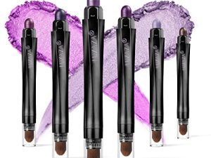 LUXAZA 6 PCS Purple Metallic Eyeshadow Stick Set