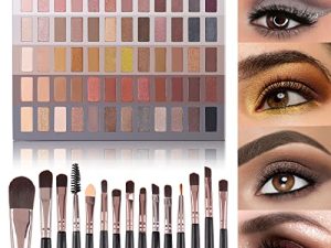 UCANBE 60 Colors Naked Eyeshadow Palette + 15Pcs Makeup Brush Set