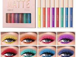 BestLand 8 Colors Liquid Matte Eyeshadow Set Nude Green Blue Red Purple Smokey Eyeshadow Cream Eyeshadow Primer Waterproof Quick Drying Eye Brightener Highlighter Blusher Eye Shadow Makeup (Color B)