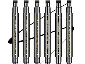 SUMEITANG 6 Pcs Double-headed Eyeliner Stamps Set Black Liquid Eye Liner Pen With Star