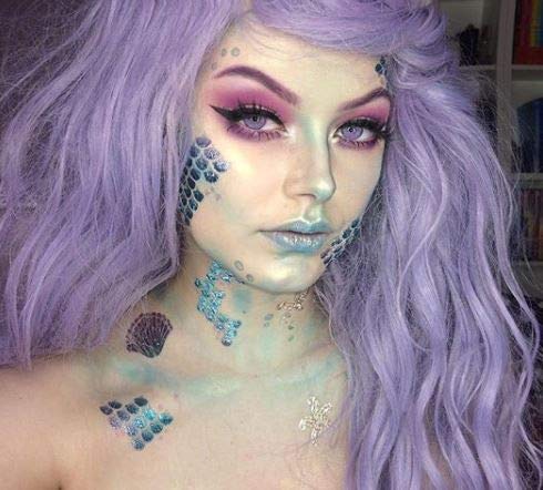 Halloween Realistic Temporary Costume Make Up Face Metallic Tattoo Kit Men or Women - (Mermaid) - 2 Kits Halloween Realistic Temporary Costume Make Up Face Metallic Tattoo Kit Men or Women - (Mermaid) - 2 Kits