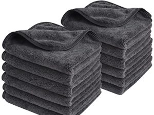 Sinland Microfiber Face Cloths Reusable Makeup Remover Cloth Ultra Soft Washcloths for Women and Baby 12Inch x 12Inch Grey 12 Pack