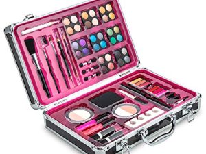 Vokai Makeup Kit Set - 32 Eye Shadows 6 Lip Glosses 2 Lip Gloss Wands 2 Lipsticks 1 Face Powder Duo 1 Blush Powder Duo 1 Mascara - Case with Carrying Handle