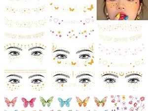 DIVAWOO 32 Sheets Face Temporary Tattoo