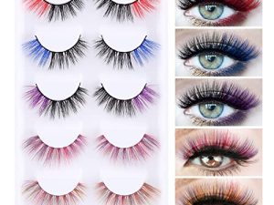 EBANKU 5 Pairs Colored Lashes Cosplay Makeup Lashes