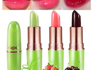 3Pcs Aloe Vera Strawberry Red Cherry Lip Color Changing Lipstick Lip Balm Set