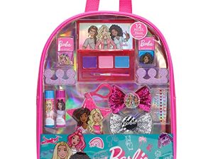 Barbie - Townley Girl Backpack Cosmetic Makeup Gift Bag Set 12 Pcs includes Lip Gloss