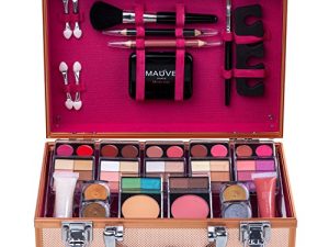 DUER LIKA Makeup Kit for Girls and Women-Carry All Makeup Train Case with Pro Makeup and Full Starter Cosmetics Set (GOLD)