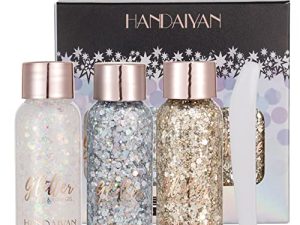 3 Pack HANDAIYAN Holographic Body Glitter Gel Nail Hair Body Face Eye Shadow Mermaid Sequins Chunky Glitter Festival Glitter Makeup for Body