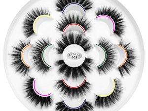DYSILK 7 Pairs 6D Mink Eyelashes Faux Fluffy Long Dramatic False Eyelashes Luxurious Volume Natural Fake Eyelashes Thick Extension Handmade Eyelashes Makeup Reusable Lashes 7 Styles Mixed No Glue (005)