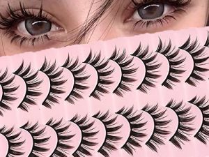 DSLONG 10 Pairs Manga Lashes Extension Cosplay Makeup Eyelashes Japanese Style Makeup Thick Spiky Anime Eyelashes
