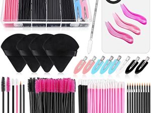 Disposable Makeup Applicators Kit with Triangle Makeup Puff Makeup Mixing Palette Makeup Artist Supplies Disposable Mascara Wands