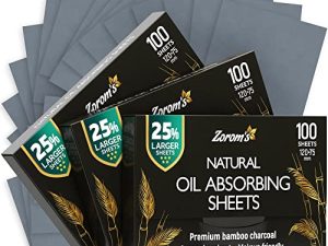 Natural Blotting Paper for Oily Skin with Bamboo Charcoal - 25% Larger - 3pk/300 Oil Blotting Sheets for Face - Makeup Friendly - Easy To Grab One