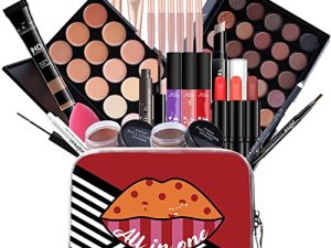 MAEPEOR All In One Makeup Kit for Girls Women 27 Piece Full Makeup Gift Set with Eyebrow Pencil Eyeliner Eyeshadow Palette Mascara Foundation Concealer Lip Gloss Lipstick Makeup Remover Makeup Brush (POP004B)