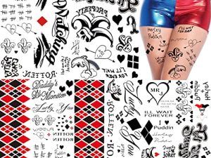 TASROI 5 Sheets Harley Quinn Tattoo Stickers For Women Men Adults
