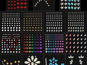 15 Sheets Eye Body Face Nail Gems Rhinestone Stickers Face Festival Self Adhesive Rhinestones Stickers for Women Accessory DIY Makeup Nail Decorations (Stylish Style)