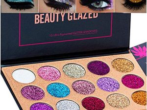 BestLand 15 Colors Glitter Eyeshadow Palette Shimmer Ultra Pigmented Makeup Eye Shadow Powder Long Lasting Waterproof Halloween Holiday Makeup