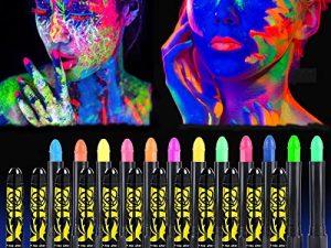 12 Color Glow in The Dark Face Body Paint Under UV Black Light